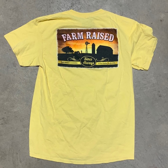 farm raised Tops - Farm Raised Yellow Short Sleeve T-Shirt Country Graphic